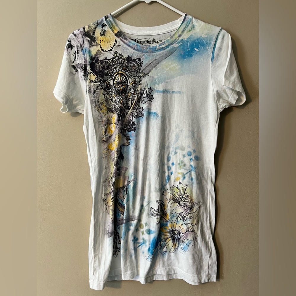 Hierarchy Couture sz L crew neck short sleeve Y2K combed cotton t shirt.